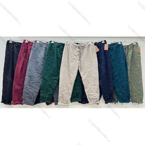Nohavice plátené dámske nadrozmer (50/52/54 ONE SIZE) TALIANSKA MÓDA IM425593