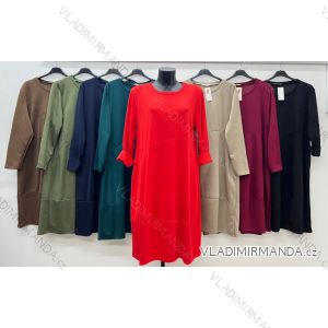 Šaty dlhé elegantný dlhý rukáv dámske nadrozmer (48/50/52 ONE SIZE) TALIANSKA MÓDA IM425597