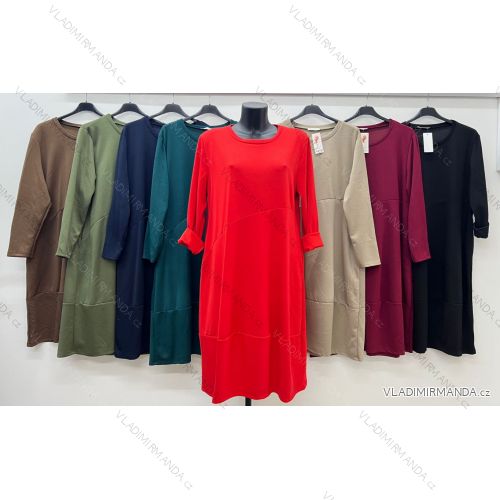 Šaty dlhé elegantný dlhý rukáv dámske nadrozmer (48/50/52 ONE SIZE) TALIANSKA MÓDA IM425597
