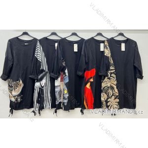 Šaty voľnočasové dlhý rukáv dámske nadrozmer (50/52/54 ONE SIZE) TALIANSKA MÓDA IM425600