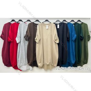 Šaty mikinové dlhý rukáv dámske nadrozmer (54/56/58 ONE SIZE) TALIANSKA MÓDA IM425605