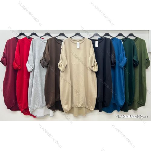 Šaty mikinové dlhý rukáv dámske nadrozmer (54/56/58 ONE SIZE) TALIANSKA MÓDA IM425605