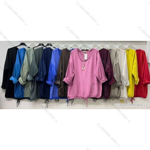 Tričko s príveskom dlhý rukáv dámske nadrozmer (52/54/56 ONE SIZE) TALIANSKA MÓDA IM425611
