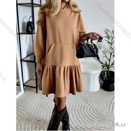 Šaty krátke mikinové dlhý rukáv dámske nadrozmer (48/50/52 ONE SIZE) TALIANSKA MÓDA IMD25226