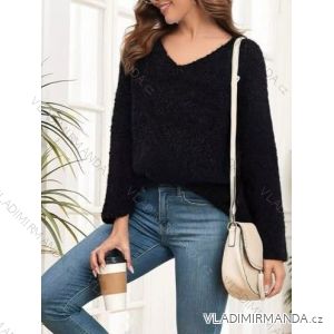 Svetr pletený chlupatý dlouhý rukáv dámský (S/M/L ONE SIZE) ITALSKÁ MÓDA IMD25234