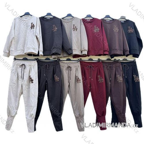 Súprava tepláková mikina dlhý rukáv a tepláky dámske nadrozmer (48/50/52 ONE SIZE) TALIANSKA MÓDA IMD25235