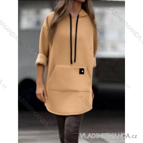Šaty mikinové zateplené dlhý rukáv dámske nadrozmer (46/48/50 ONE SIZE) TALIANSKA MÓDA IMD25239