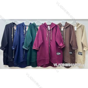 Mikina teplá s kapucňou na zips dlhý rukáv dámska nadrozmer (54/56/58 ONE SIZE) TALIANSKA MÓDA IM425631