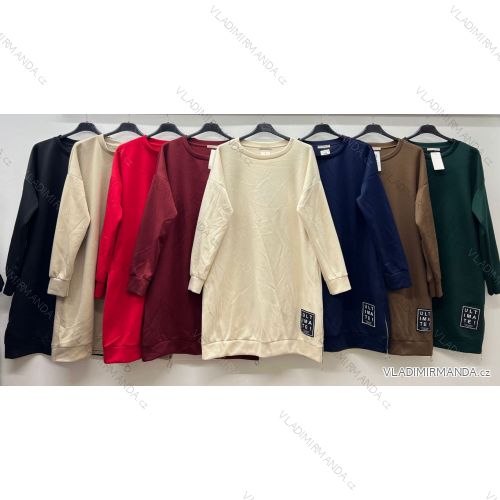 Šaty mikinové dlhý rukáv dámske nadrozmer (48/50/52 ONE SIZE) TALIANSKA MÓDA IM425633
