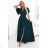 Dlhé šaty JENNIFER s rázporkom na nohaviciach, rukávmi a výstrihom (S-3XL) Poľská moda NMC-581-8/DUR zelená M