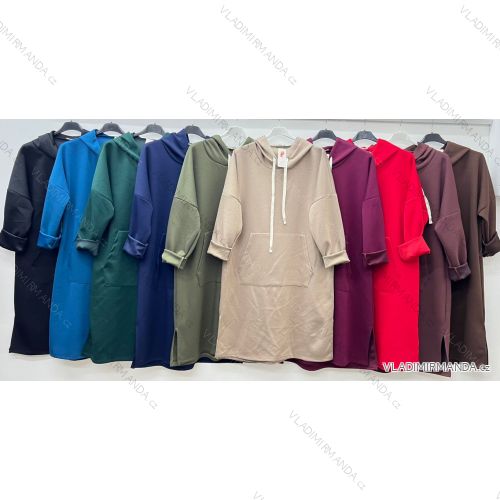 Mikina predĺžená s kapucňou dlhý rukáv dámska nadrozmer (48/50/52 ONE SIZE) TALIANSKA MÓDA IM425640