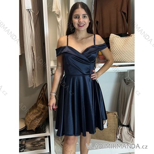 Šaty spoločenské saténové carmen dámske (S/M ONE SIZE) TALIANSKA MóDA IMHMS23087