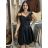 Šaty spoločenské saténové carmen dámske (S/M ONE SIZE) TALIANSKA MóDA IMHMS23087/DU  tm. modrá S/M/L