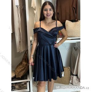 Šaty spoločenské saténové carmen dámske (S/M ONE SIZE) TALIANSKA MóDA IMHMS23087/DU