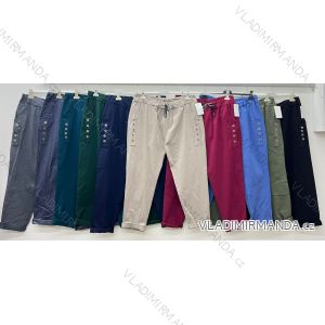 Nohavice plátené dámske nadrozmer (52/54/56 ONE SIZE) TALIANSKA MÓDA IM425503