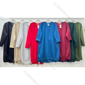 Šaty mikinové dlhý rukáv dámske nadrozmer (50/52/54 ONE SIZE) TALIANSKA MÓDA IM425644