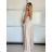 Šaty dlhé elegantné saténové na ramienka dámske (S/M/L ONE SIZE) TALIANSKA MÓDA IMPBB25B26588/DU -   béžová -   S/M/L