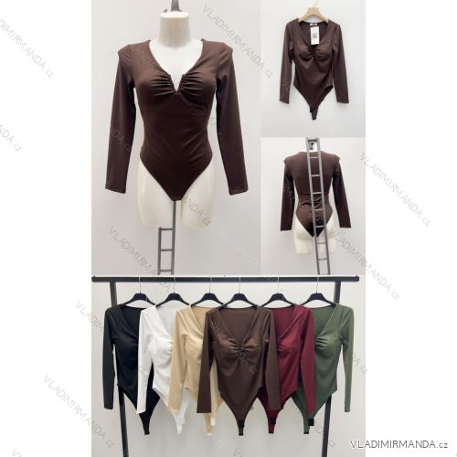 Body elegantný dlhý rukáv dámske (XS/S/M ONE SIZE) TALIANSKA MÓDA IMM25M42859