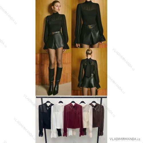 Blúzka elegantný dlhý rukáv dámska (XS/S/M ONE SIZE) TALIANSKA MÓDA IMM25M43427