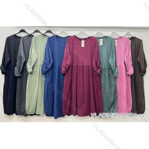 Šaty manžestrové teplé 3/4 dlhý rukáv dámske nadrozmer (50/52/54 ONE SIZE) TALIANSKA MÓDA IM425657