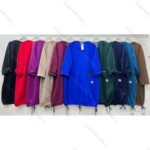 Šaty teplé 3/4 dlhý rukáv dámske nadrozmer (50/52/54 ONE SIZE) TALIANSKA MÓDA IM425659