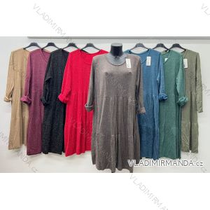 Šaty teplé trblietavé dlhý rukáv dámske nadrozmer (54/56/58 ONE SIZE) TALIANSKA MÓDA IM425661