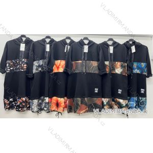 Šaty mikinové s kapucňou dlhý rukáv dámske nadrozmer (48/50/52 ONE SIZE) TALIANSKA MÓDA IM425667
