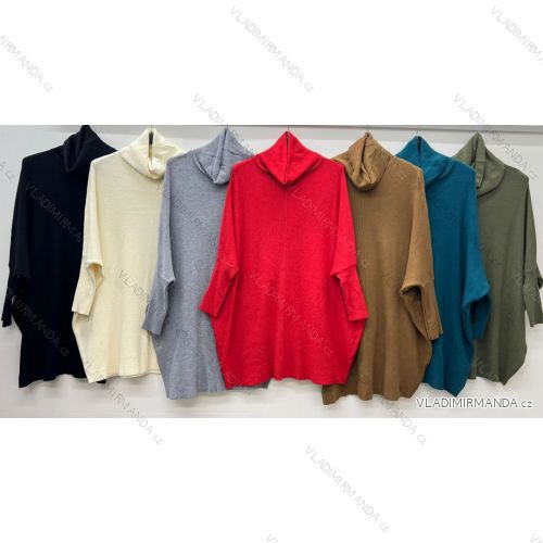 Sveter úpletový oversize s rolákom dlhý rukáv dámsky nadrozmer (54/56/58 ONE SIZE) TALIANSKA MÓDA IM425669