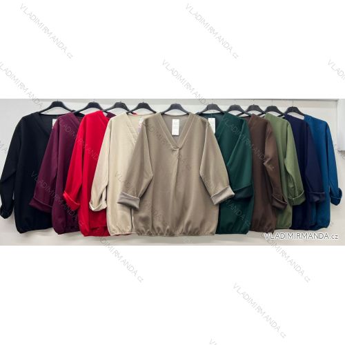 Tunika teplá máselko dlhý rukáv dámska nadrozmer (50/52/54 ONE SIZE) TALIANSKA MÓDA IM425670