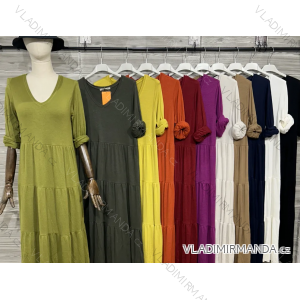 Šaty dlhé voľnočasové dlhý rukáv dámske (S/M/L ONE SIZE) TALIANSKA MÓDA IMPOZ25AM-2105