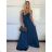 Šaty dlhé elegantné letné na ramienka dámske (XS/S/M ONE SIZE) TALIANSKA MÓDA IMM25M40243/DU smaragdová S/M