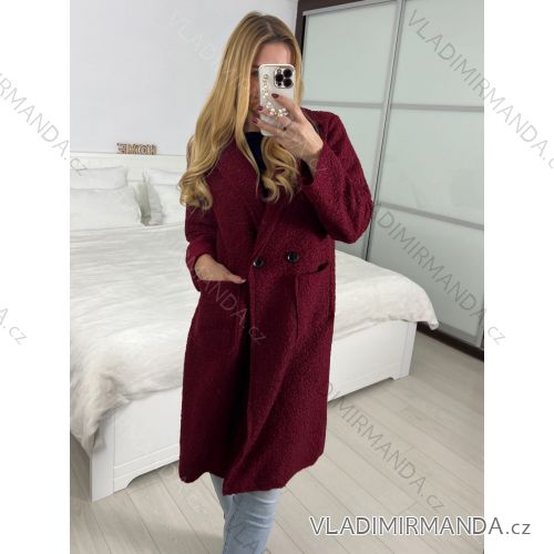 Kabát flaušový baránkový dlhý rukáv dámsky (S/M/L ONE SIZE) TALIANSKA MÓDA IMD25238