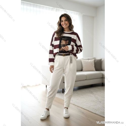 Mikina tenká dlhý rukáv dámska nadrozmer (52/54/56 ONE SIZE) TALIANSKA MÓDA IMD25228