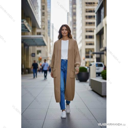 Cardigan pletený dlhý rukáv dámsky nadrozmer (48/50/52 ONE SIZE) TALIANSKA MÓDA IMD25247
