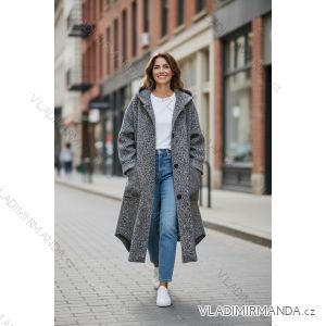Kabát flaušový dlhý rukáv dámsky nadrozmer (46/48/50 ONE SIZE) TALIANSKA MÓDA IMD25249