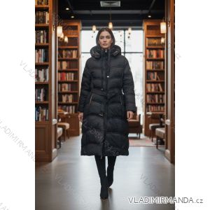 Bunda zimná s opaskom dlhý rukáv dámska nadrozmer (M-2XL ONE SIZE) TALIANSKA MÓDA IMD25259