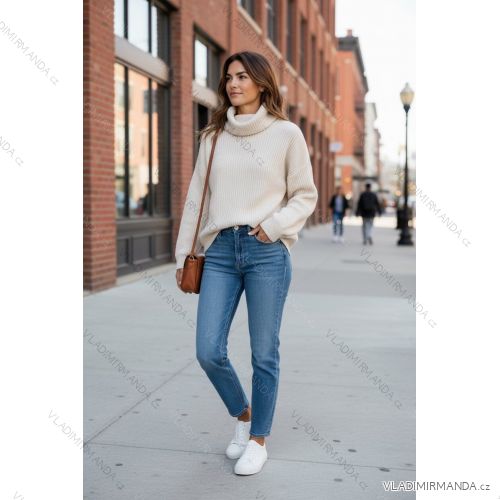 Sveter pletený teplý s rolákom dlhý rukáv dámsky (S/M/L ONE SIZE) TALIANSKA MÓDA IMD25270