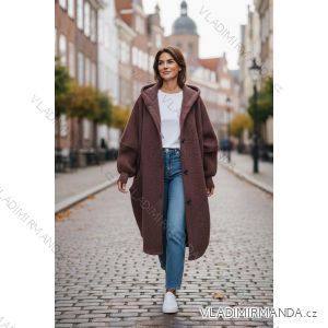 Kabát flaušový teplý dlhý rukáv dámsky nadrozmer (54/56/58 ONE SIZE) TALIANSKA MÓDA IMD25274