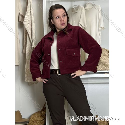 Kabátik teplý dlhý rukáv dámsky DANA (S/M/L ONE SIZE) TALIANSKA MÓDA IMD25183/DU S/M/L vínová