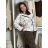 Mikina oversize na zips s kapucňou dlhý rukáv dámska WRITE  (M/L/XL ONE SIZE) TALIANSKA MÓDA IMPOZ25JSD-16583/DU M/L/XL biela