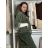Mikina oversize na zips s kapucňou dlhý rukáv dámska WRITE  (M/L/XL ONE SIZE) TALIANSKA MÓDA IMPOZ25JSD-16583/DU M/L/XL biela