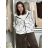 Mikina oversize na zips s kapucňou dlhý rukáv dámska WRITE  (M/L/XL ONE SIZE) TALIANSKA MÓDA IMPOZ25JSD-16583/DU M/L/XL biela