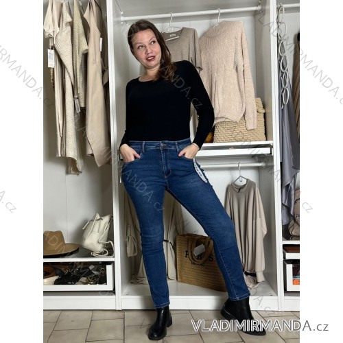 Rifle dlouhé dámské Push up (30-38) MOON GIRL MOG25KP522-3/DUR modrá džínsová 36