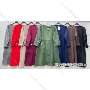 Šaty teplé voľnočasové dlhý rukáv dámske nadrozmer (46/48/50 ONE SIZE) TALIANSKA MÓDA IM425685