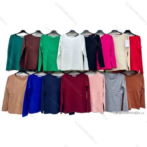 Sveter úpletový tenký dlhý rukáv dámsky (S/M ONE SIZE) TALIANSKA MÓDA IMD23733