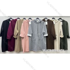 Šaty mikinové dlhý rukáv dámske nadrozmer (52/54/56 ONE SIZE) TALIANSKA MÓDA IM425691