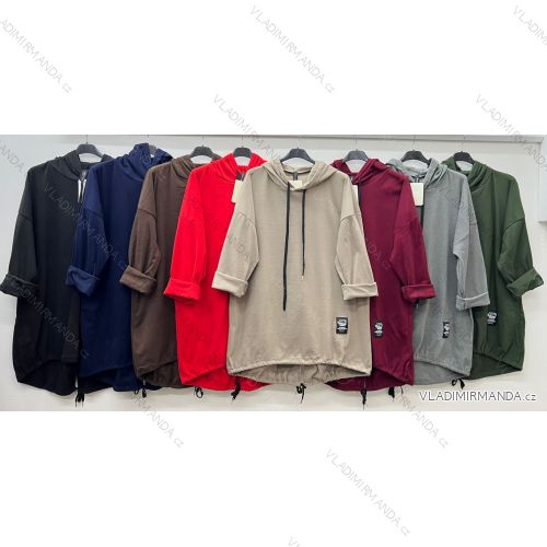 Mikina teplá s kapucňou dlhý rukáv dámska nadrozmer (54/56/58 ONE SIZE) TALIANSKA MÓDA IM425695