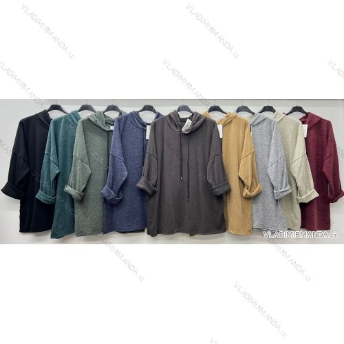 Mikina teplá s kapucňou dlhý rukáv dámska nadrozmer (54/56/58 ONE SIZE) TALIANSKA MÓDA IM425700