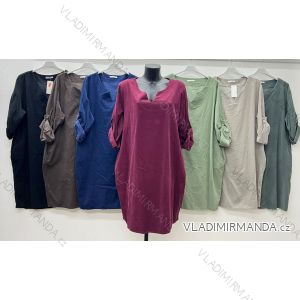 Šaty teplé manžestrové 3/4 dlhý rukáv dámske nadrozmer (48/50/52 ONE SIZE) TALIANSKA MÓDA IM425701