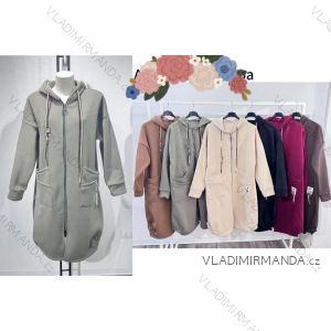 Mikina predĺžená teplá s kapucňou a vreckami dlhý rukáv dámska nadrozmer (52/54/56 ONE SIZE) TALIANSKA MÓDA IMC25460